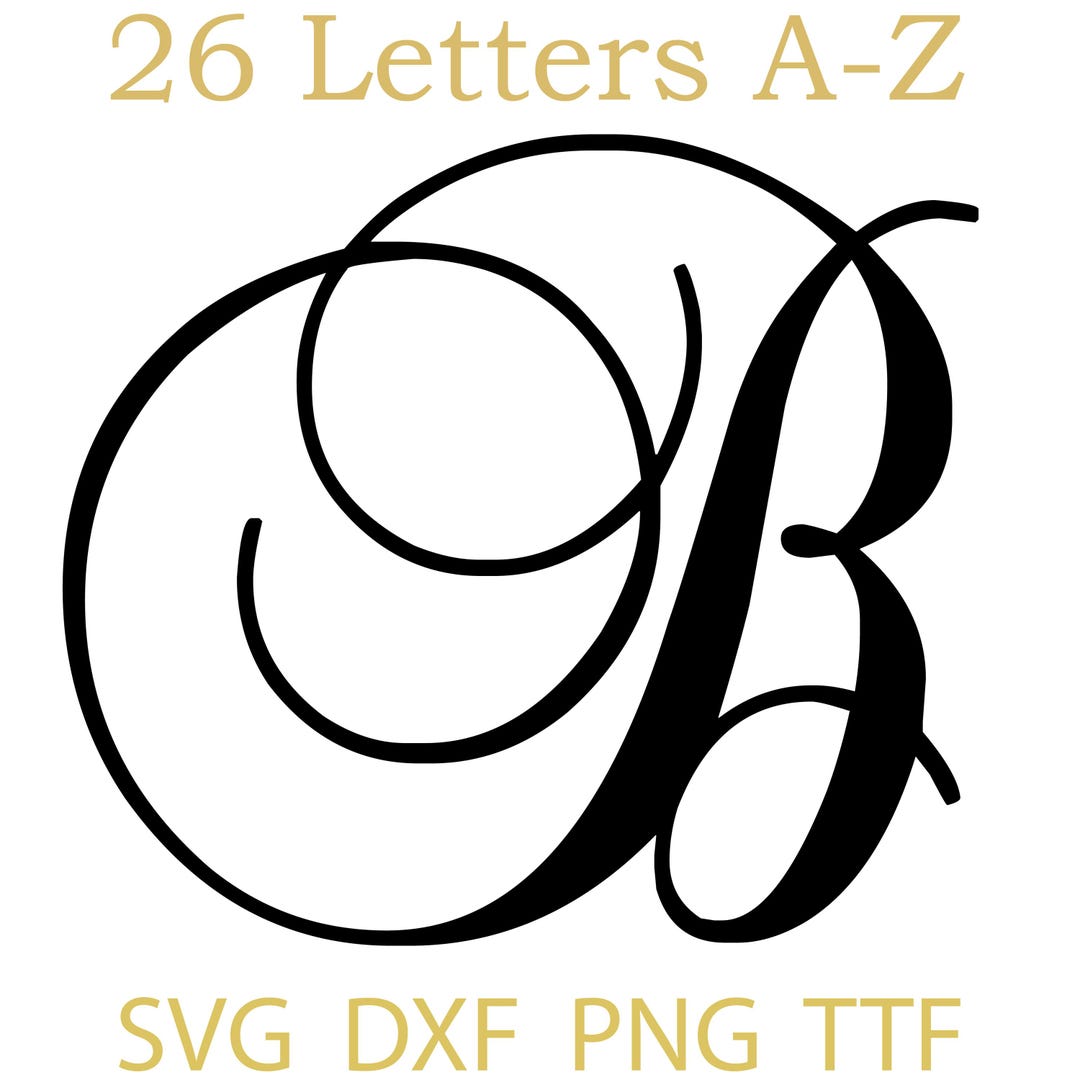 Monogram SVG + TTF Alphabet, Fancy Script Monogram Font, Family ...