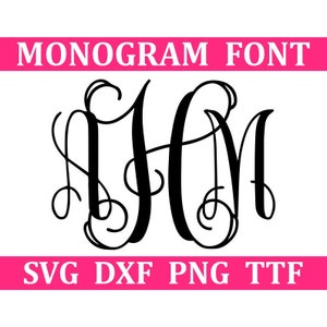 Monogramm SVG + TTF Ineinander greifende Monogrammschrift, Schulmonogramm, sofortiger Download, Schnittdatei, 52 svg/png/dxf -Dateien + TTF-Datei