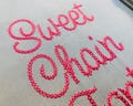 Chain Stitch Embroidery Font: Thin Light Cursive, Scalable BX Font 1.25-3.5 inch, PES + 7 formats (Instant Download)