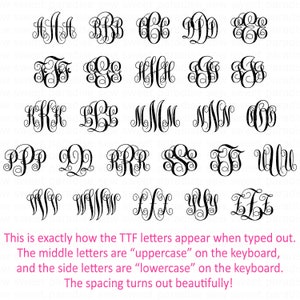 12 Monogram SVG Bundle Installable TTF, 12 Monogram Fonts 15 Name Fonts, Digital Download, Cut Files svg/png/dxf Installable ttf image 4