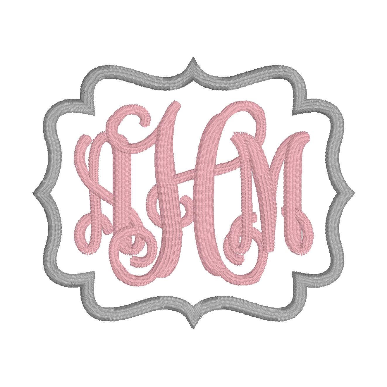 Embroidery Interlocking Monogram, MACHINE EMBROIDERY, Alphabet + Applique Frame, 3 Sizes, Instant Download (Does not come in BX Format!)