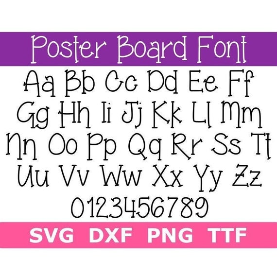Poster Board Font SVG + TTF, Poster Board Letters, School Font, Teacher  Font, Digital Download, Cut File, 1 svg, 1 dxf, 1 png + 1 TTF File
