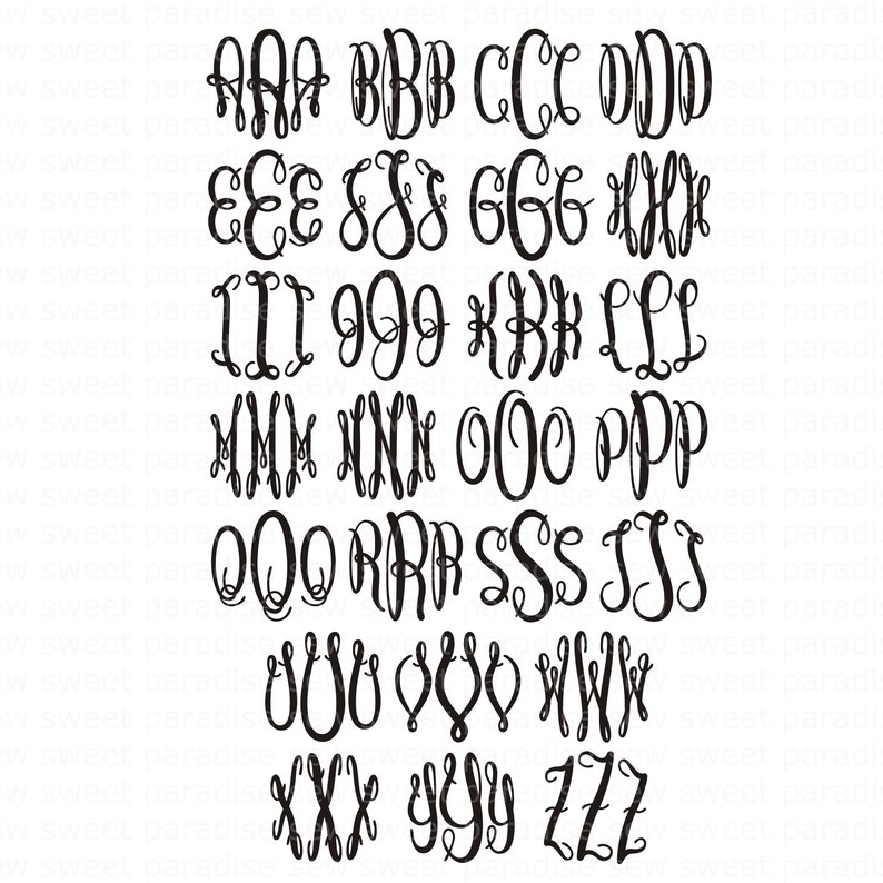 Monogramm-Schriftpaket TTF, 6 Schriftarten, SVG-Monogramm-Alphabete, Sofortiger Download einzelne SVG, PNG, dxf-Dateien installierbare TTF-Dateien Bild 5