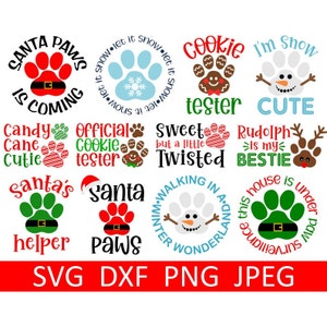Noël chien SVG/PNG Bundle, bandana chien SVG Bundle, téléchargement numérique, couper des fichiers, sublimation, clipart, 12 modèles