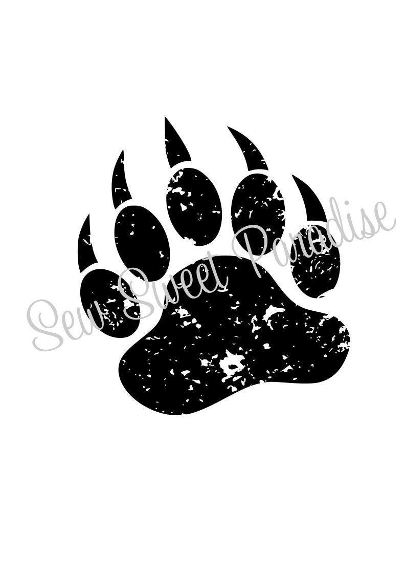 Download Bear Paw Print SVG File Distressed/Grunge Digital Download ...