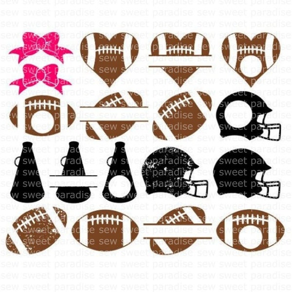 Football SVG Bundle, Football Frames SVG, Cheer SVG, Instant Download, Cut Files, Sublimation, Clipart (18 svg/png/dxf file formats)