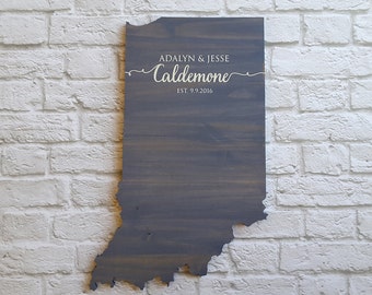 Wedding Guest Book Alternative. State Guest Book. Wood Guest Book. Custom State Sign. Personalized State Sign. Wood State Cutout, Indiana