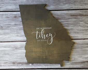 Unique Wedding Guest Book Alternative. State Guest Book. Wood Guest Book. Custom Personalized State Sign. Wood State Cutout, Georgia