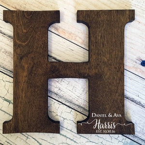 Wedding Guest Book Alternative Wood Board Large Letter image 1