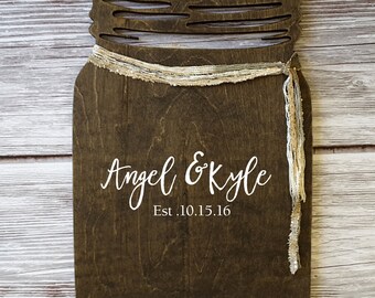 Wedding Guest Book Alternative. Guest Book. Wood Guest Book. Custom Sign. Personalized Guestbook Sign. Wood Cutout, Mason Jar, Rustic Decor