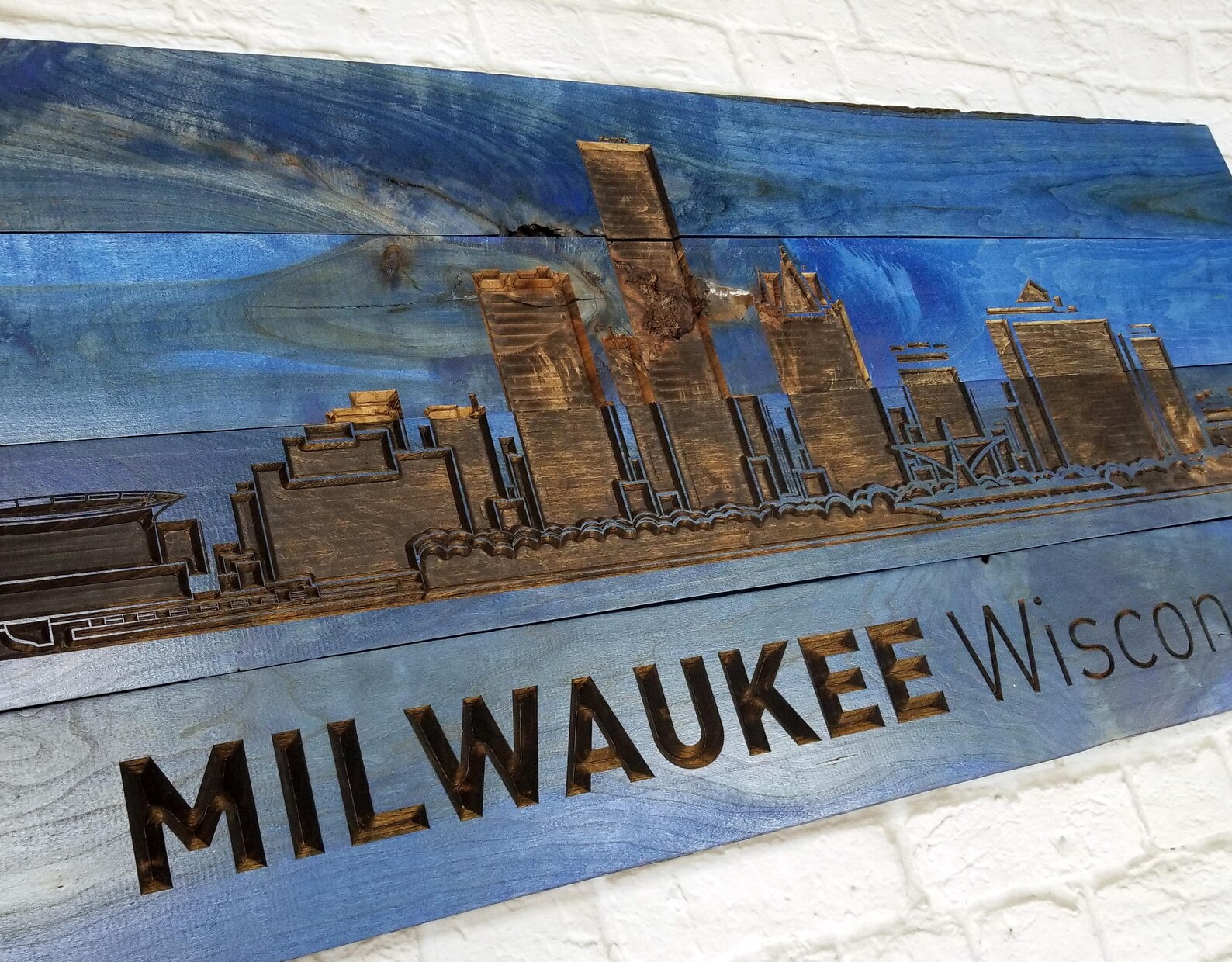 New York City Skyline CARVED Wood Sign City Sign Custom Etsy