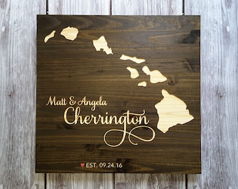 Hawaii Wedding Guest Book Alternative. State Guest Book. Wood Guest Book. Custom State Sign. Personalized State Sign. Beautifully Engraved.