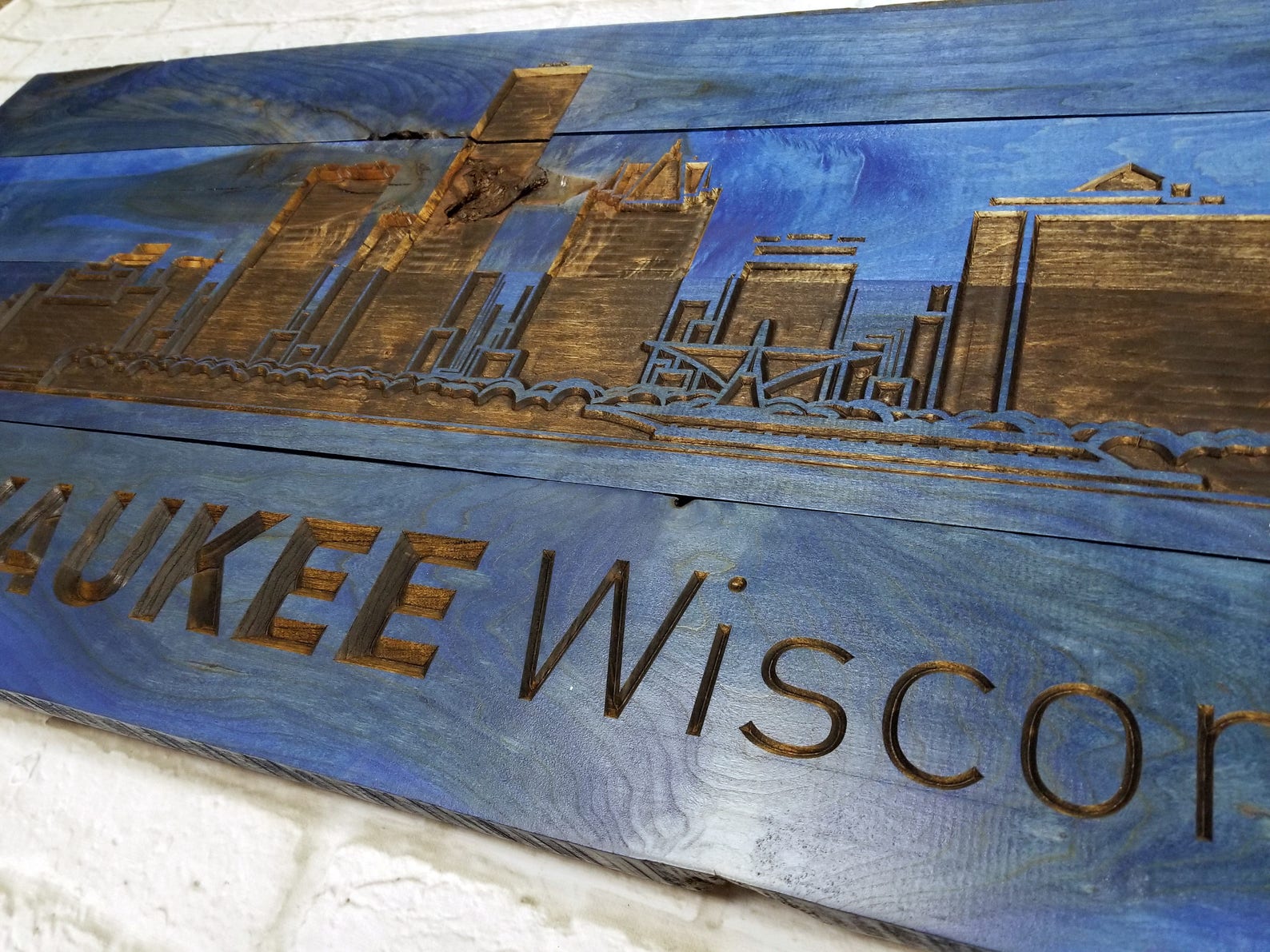 New York City Skyline CARVED Wood Sign City Sign Custom Etsy