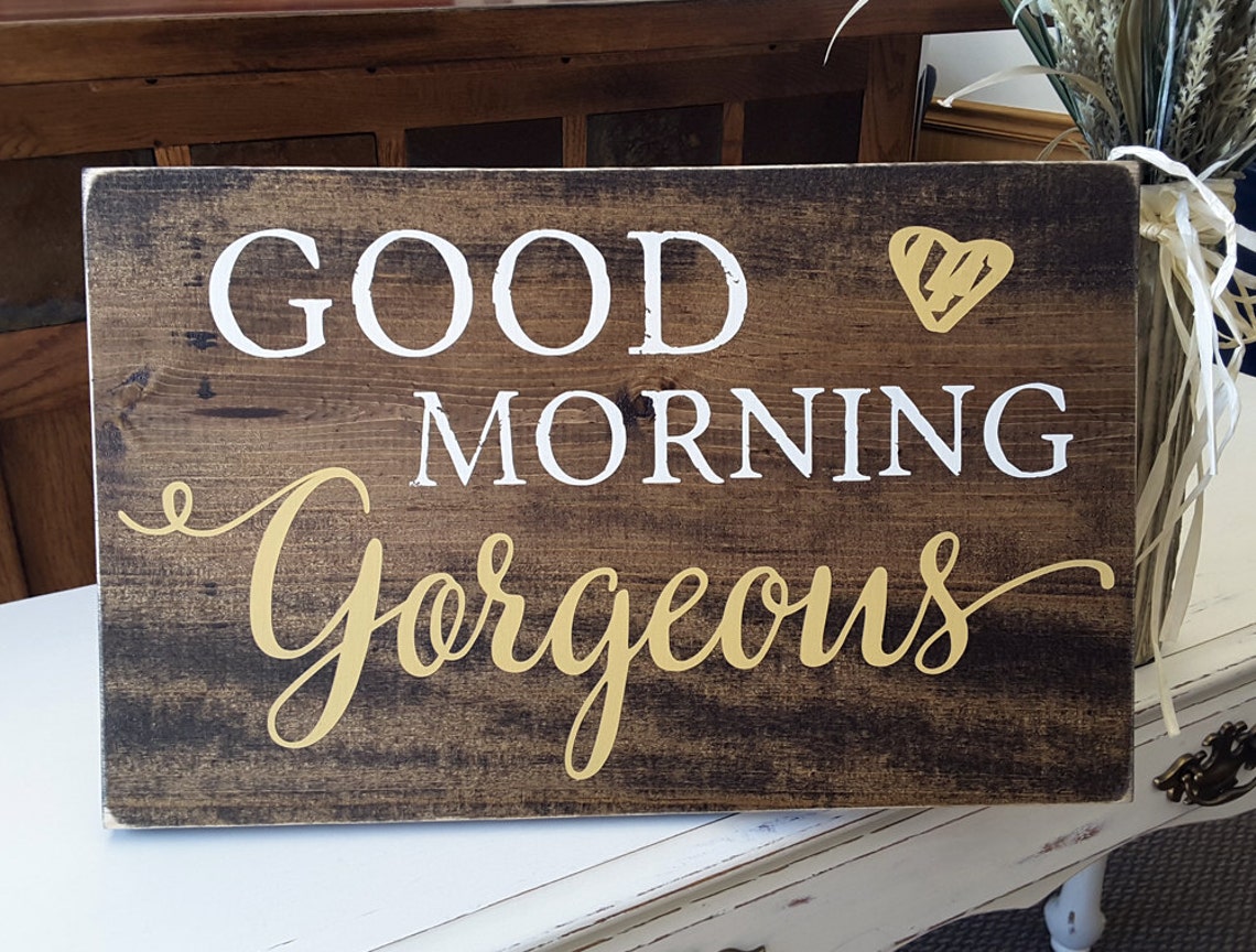Good Morning Wood Sign Hello Wall Art Etsy