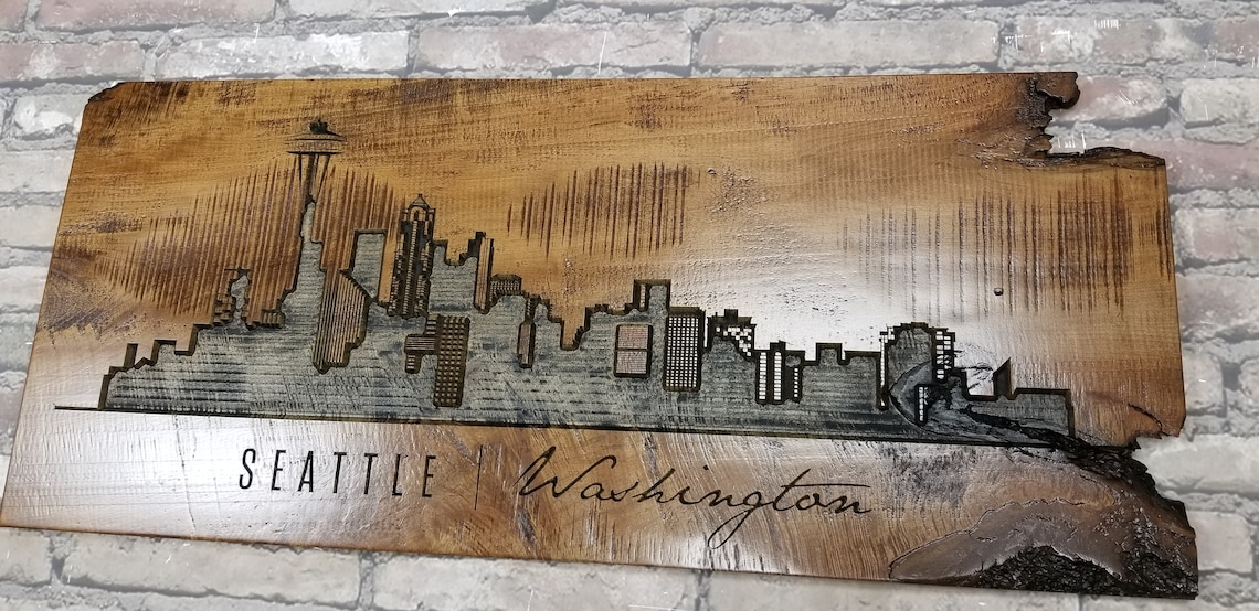 New York City Skyline CARVED Wood Sign City Sign Custom Etsy