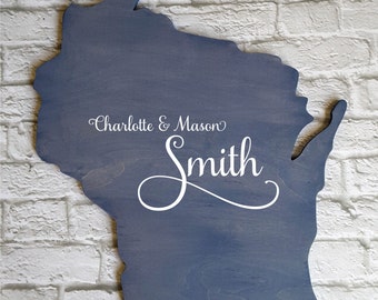 Unique Wedding Guest Book Alternative. Personalized State Guest Book.  Custom State Sign. Wood State Cutout, Wedding Shower Gift, Wisconsin