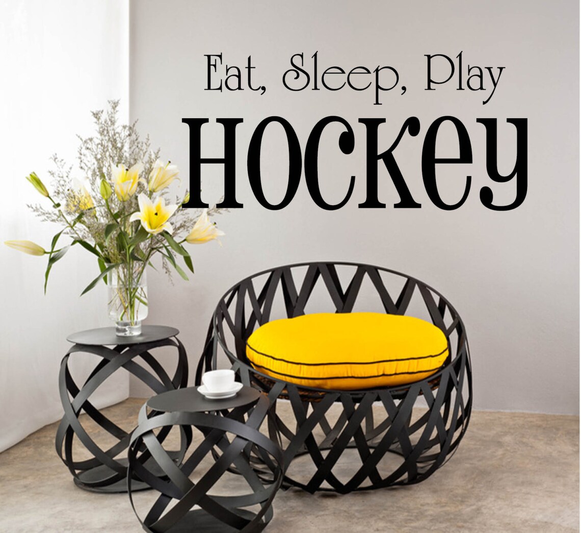 Hockey Wall Decal Hockey Vinyl Decal Sports Decals Wall Etsy