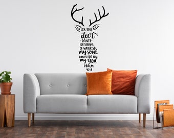 Religious Wall Decal - Home, Bedroom, Wall Decal - Vinyl Lettering - Psalms 42:1 - As The Deer Pants For Water So My Soul Pants For THEE