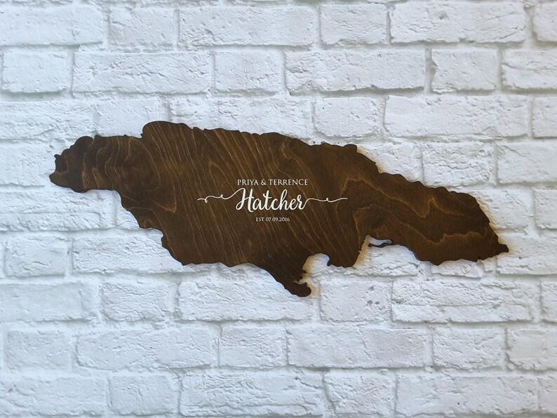 Wedding Guest Book Alternative. Country Guest Book. Wood Guest Book. Custom State Sign. Personalized State Sign. Wood State Cutout, Jamaica image 1
