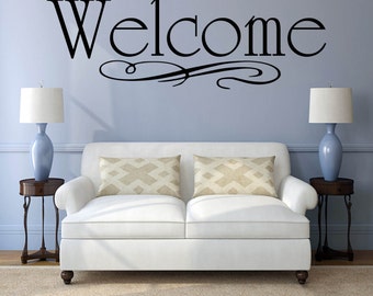 Welcome Wall Decal,  Welcome Vinyl Decal, Decals, Business Wall Decals, Entrance Decals - "Welcome" Wall Decal Vinyl Lettering