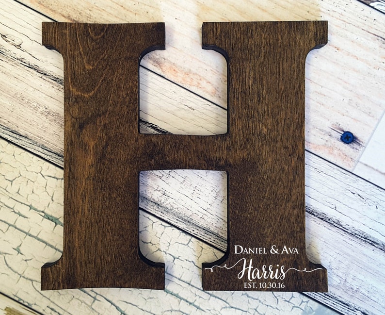 Wedding Guest Book Alternative Wood Board Large Letter image 1