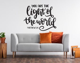 Be The Light Of The World Vinyl Decal Wall Sticker Words Lettering Religious Art 