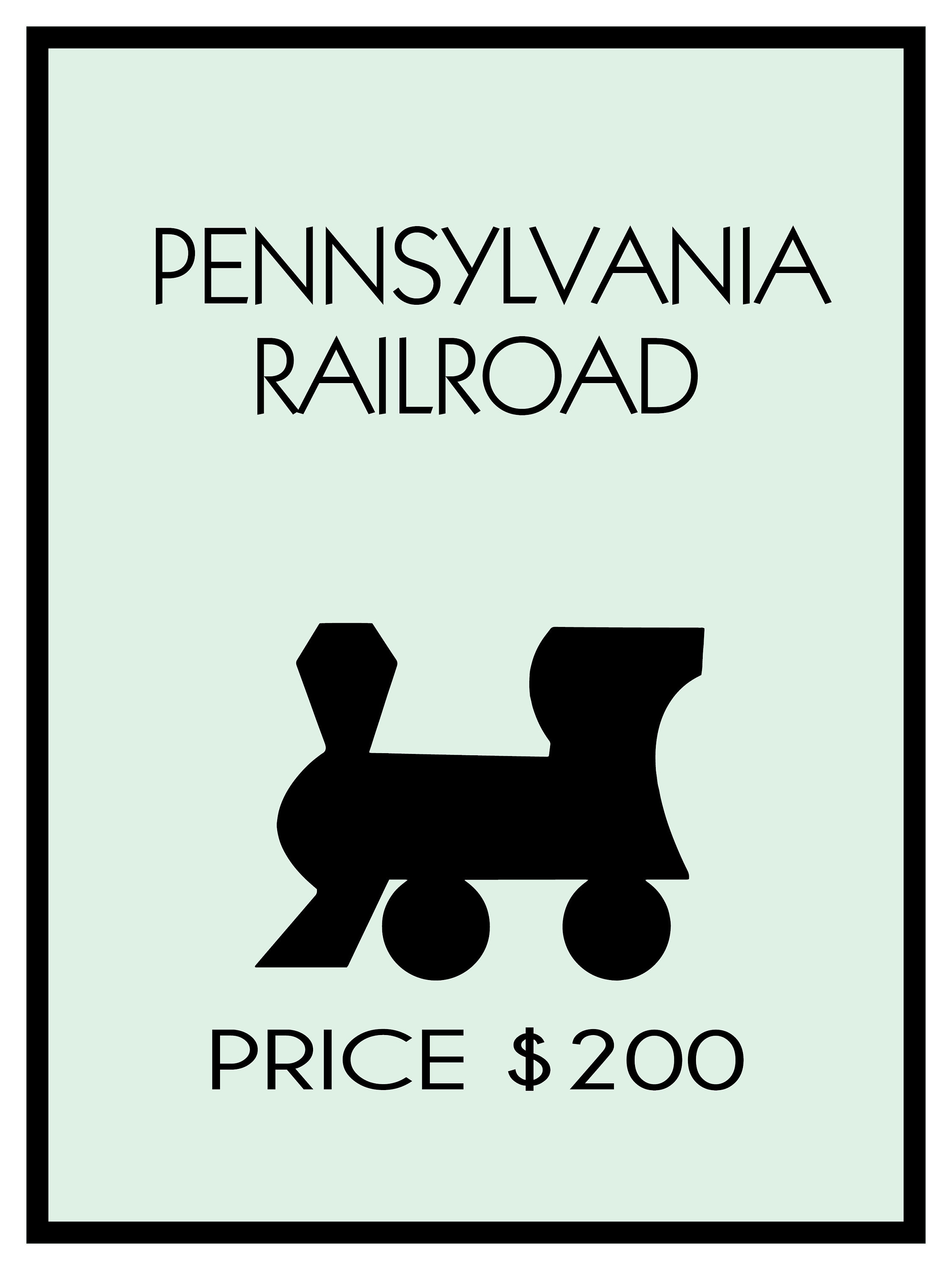 Monopoly Game Poster Pennsylvania Railroad Sized at 18x24 Etsy