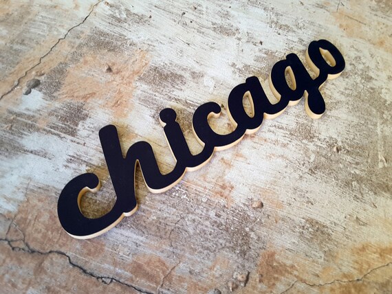 Chicago Word Cutout Word Art Wood Words Any City Word Cut Etsy