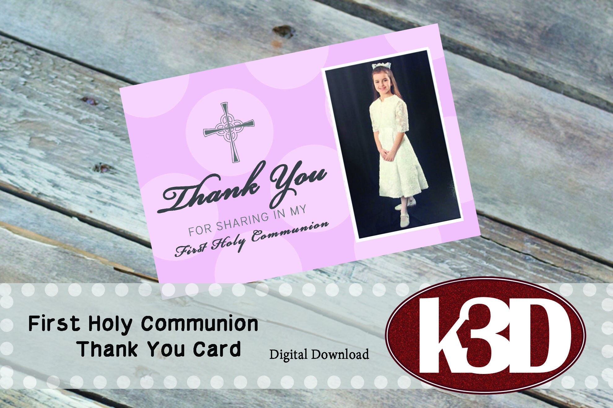 First Holy Communion Thank You Note. Digital Thank You Note. Etsy