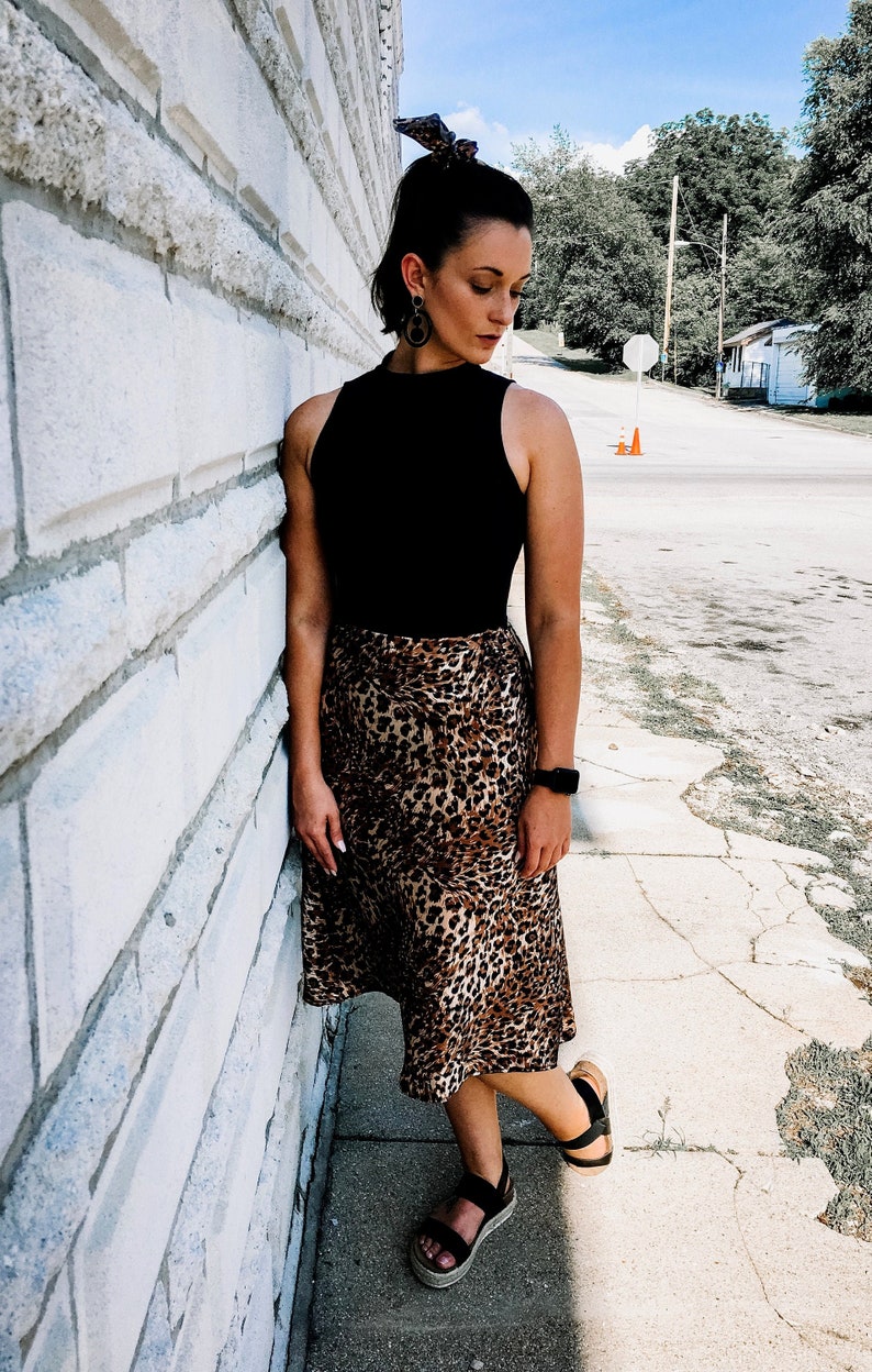 animal print slip skirt