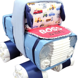 Truck Diaper Cake - Baby Boy Diaper Cake - Unique Diaper Cake - Baby Shower Gift or Centerpiece - Baby Shower Diaper Gift