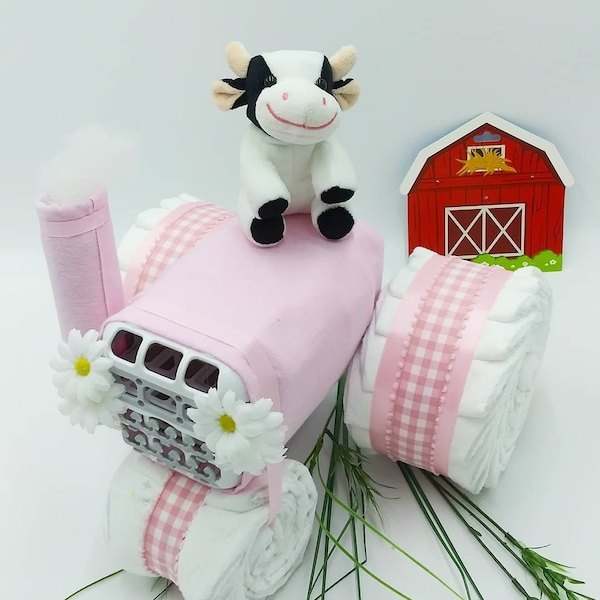 Farm Baby Shower Decor - Diaper Cake - Country Diaper Cake - Farm Baby Shower Gift - Baby Shower Centerpiece - Farm Decor - Baby Gift