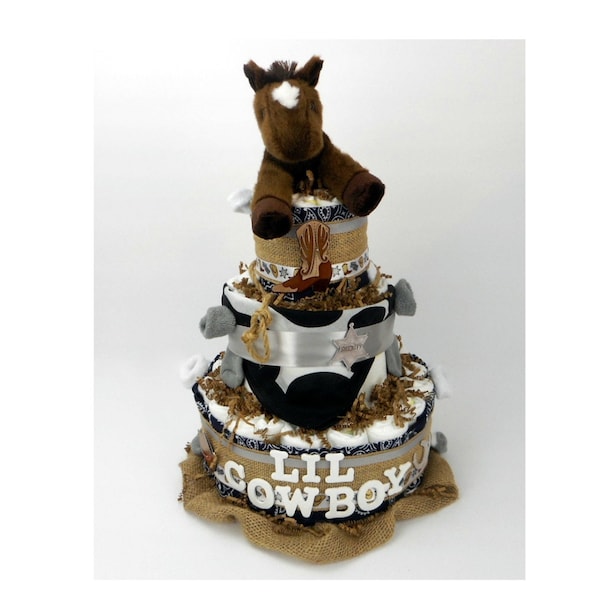 Farm Diaper Cake - Unique Diaper Cake - Baby Shower Centerpiece or Decoration - Cowboy Theme - Cowboy Diaper Cake - Horse