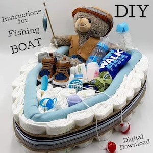 Instructions - Fishing Boat - DIY - Diaper Cake - How To Make a Fishing Boat Diaper Cake - Fishing Boat Only - Difficulty Level: MEDIUM-HARD