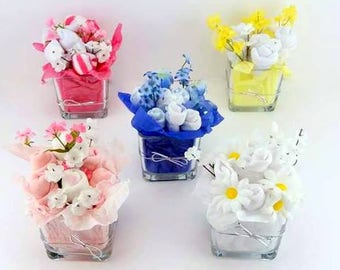 Baby Sock Bouquet - Baby Shower Flowers - Shower Decorations - Unique Baby Gift - Baby Table Decor - Baby Bouquet - Baby Shower