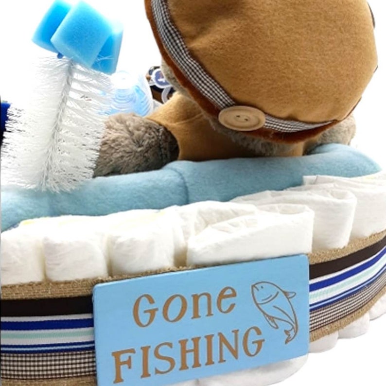 Gender Neutral Baby Shower Fishing Boat Fishing Baby Shower Fishing Boat Diaper Cake image 6