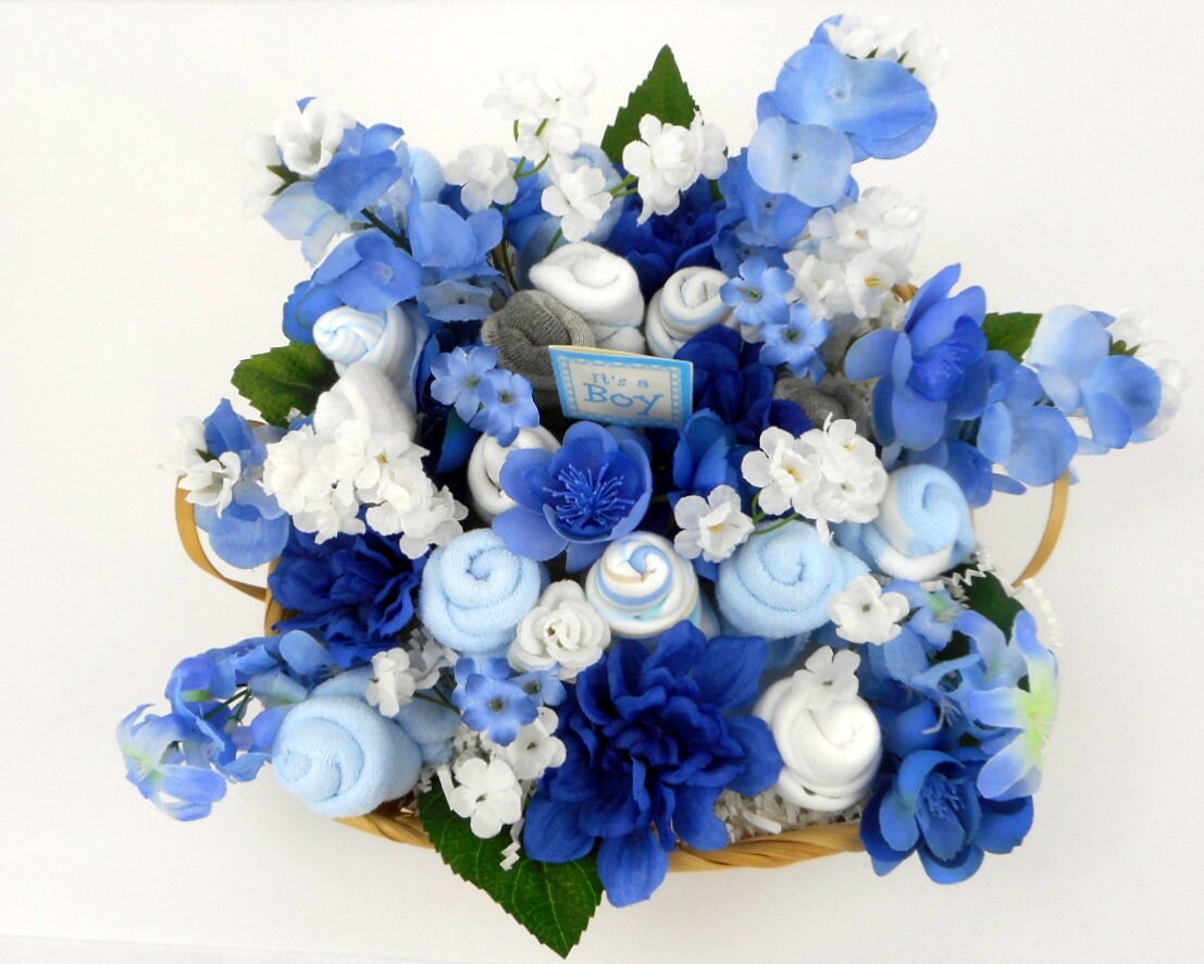 Gift Basket Baby Flower Bouquet Baby Shower Decorations Etsy