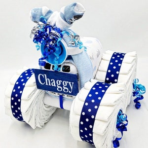 Boy Diaper Cake Baby Shower Gift or Decoration 4 Wheeler Diaper Cake Diaper Cake Boy Baby Boy, Baby Girl, Gender Neutral image 9