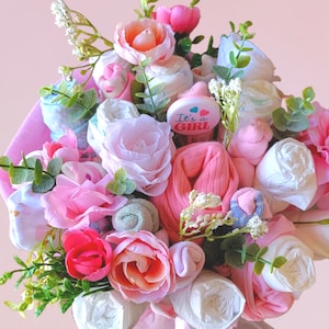 Baby Diaper Bouquet - Baby Bouquet - New Mom Gift - Shower Decorations - Baby Shower Gift - Girl Baby Shower