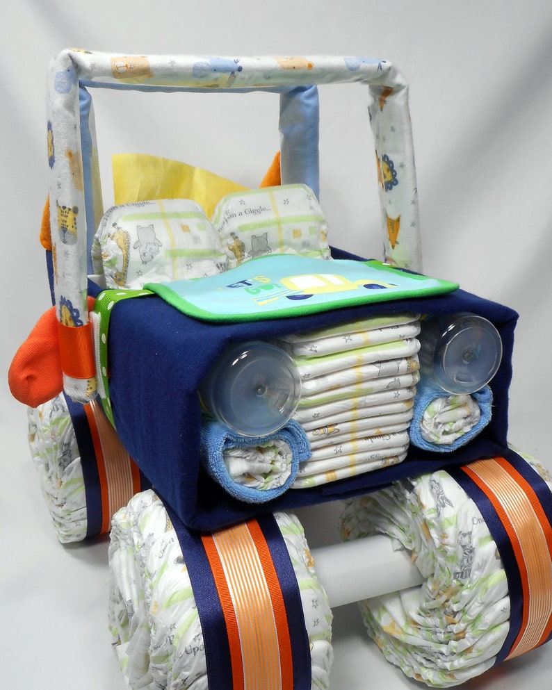 Diaper Jeep Unique Baby Gift Diaper Cake Baby Shower Centerpiece Baby Shower Gift One Of a Kind Gift for Baby image 6