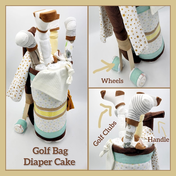 Golf Bag Diaper Cake - Golf Baby Shower - Baby Shower Gift - New Dad Gift