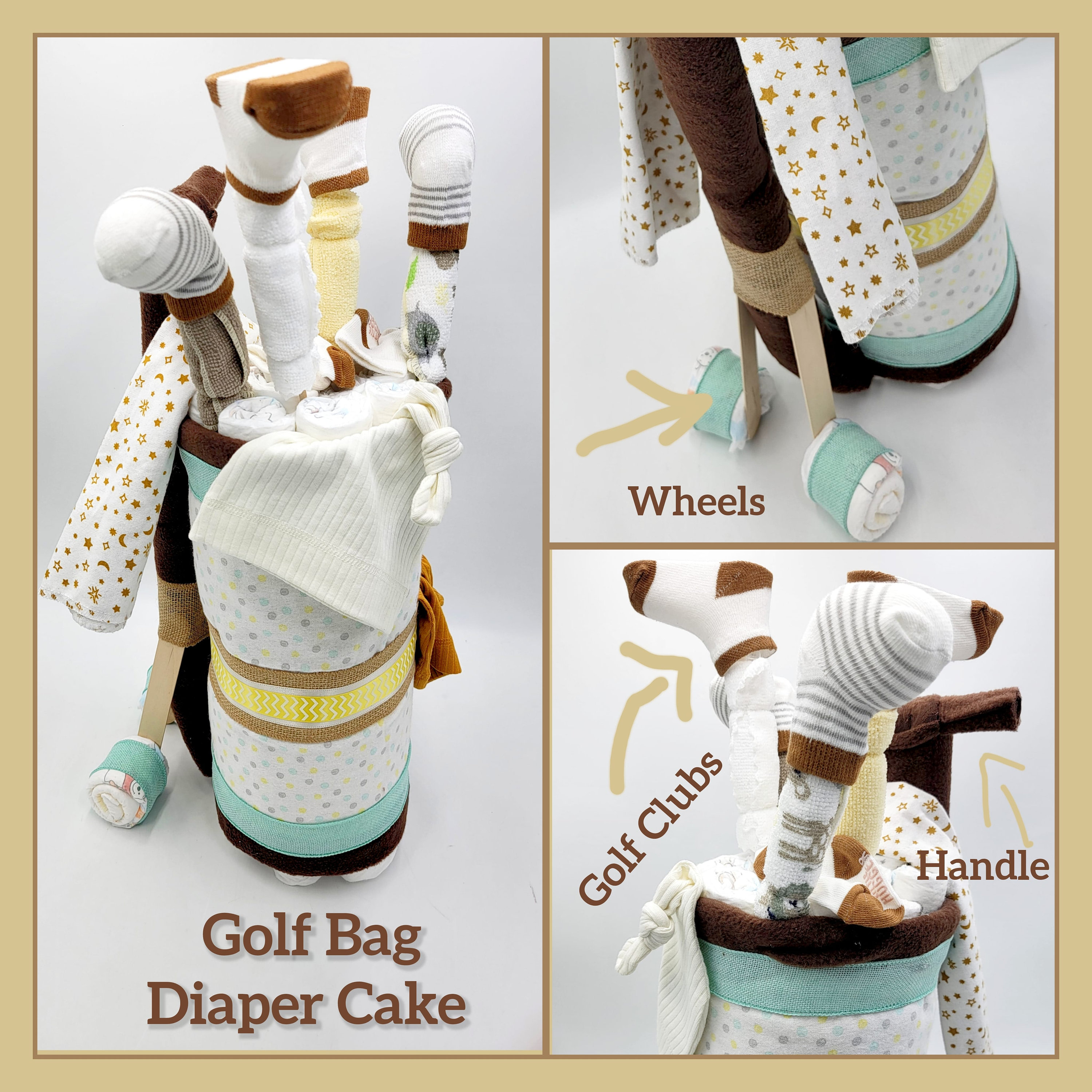 Golf Bag Diaper Cake Golf Baby Shower Baby Shower Gift New Dad