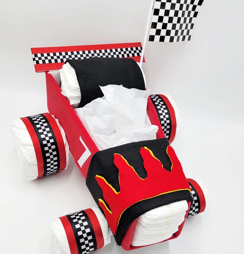 Race Car Diaper Cake Diaper Cake Car Diaper Cake Baby Shower Centerpiece Baby Gift Baby Shower Gift image 10