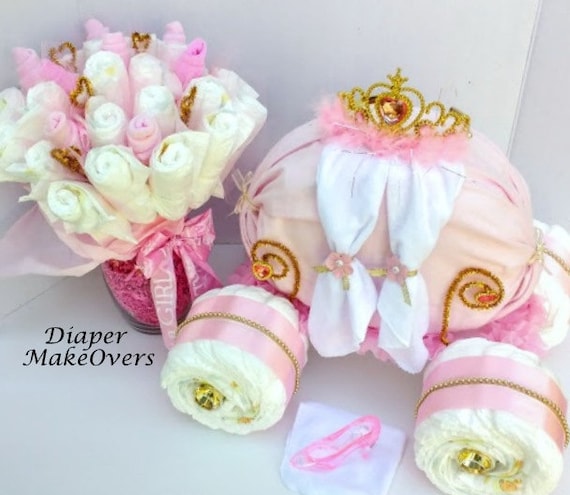 princess carriage diaper cake