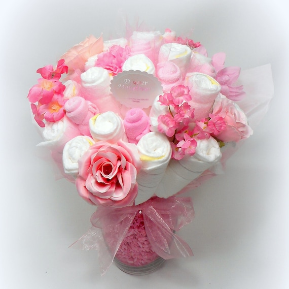 Pièce Maîtresse Couche Bouquet Bouquet De Fleurs Nouveau Cadeau De Maman Douche Décorations Cadeau De Douche De Bébé Fille Baby Shower De