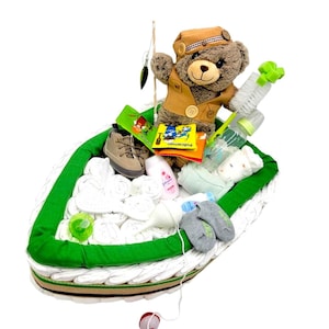 Gender Neutral Baby Shower Fishing Boat Fishing Baby Shower Fishing Boat Diaper Cake image 7