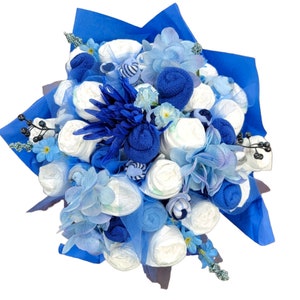 Baby Shower Centerpiece - Diaper Bouquet - Flower Bouquet - New Mom Gift - Shower Decorations - Baby Shower Gift - Boy Baby Shower