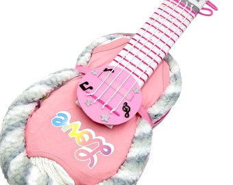 Girl Diaper Cake - Guitar Diaper Cake - Baby Shower Gift - Baby Shower Centerpiece - Rock n Roll - Music Theme Baby Shower