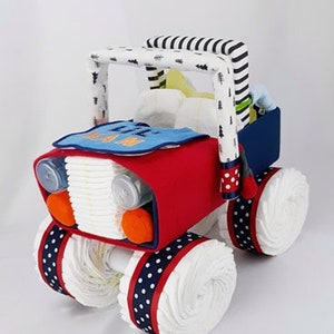 Diaper Cake - Jeep - Baby Shower Centerpiece - Baby Gifts - Monster Trucks - Truck Diaper Cake - Unique Baby Shower Gifts