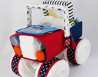 Diaper Cake - Jeep - Baby Shower Centerpiece - Baby Gifts - Monster Trucks - Truck Diaper Cake - Unique Baby Shower Gifts